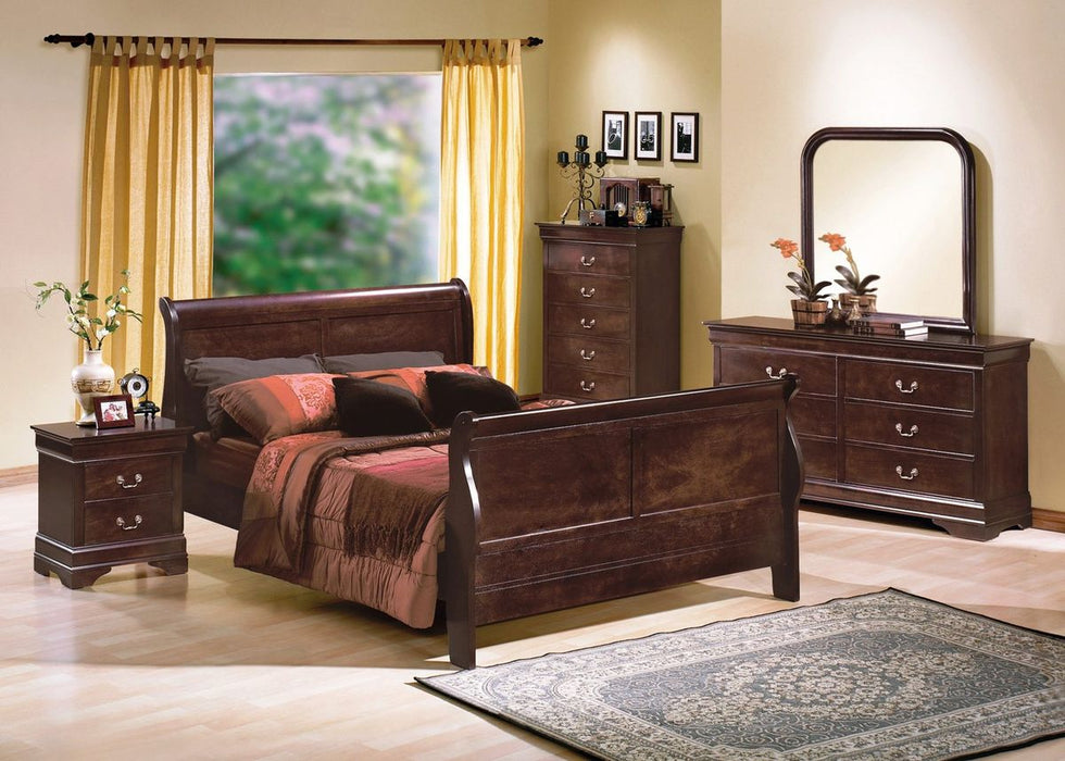 Crown Mark Furniture Louis Philip Queen Bed in Dark Cherry