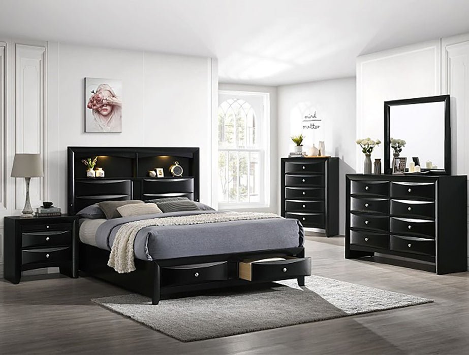 Crown Mark Furniture Fallon King Platform Bed with Storage in Black B4288-K